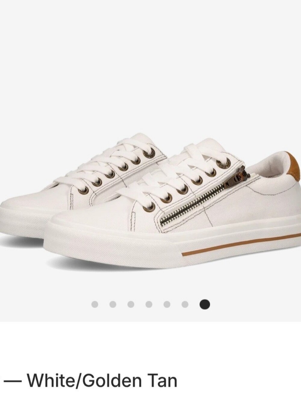 Taos Z-Soul White Canvas Sneakers With Easy On-Off Zipper